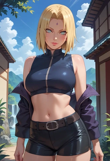 naruto_(series),uzumaki_naruto,leather,shorts,crop top  - AI generated anime art