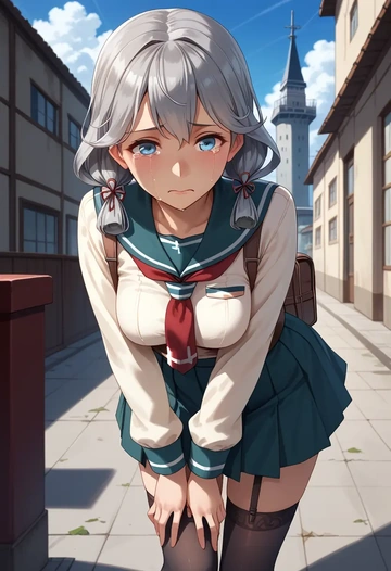 kantai_collection,verniy_(kancolle),jk uniform, stockings  - AI generated anime art