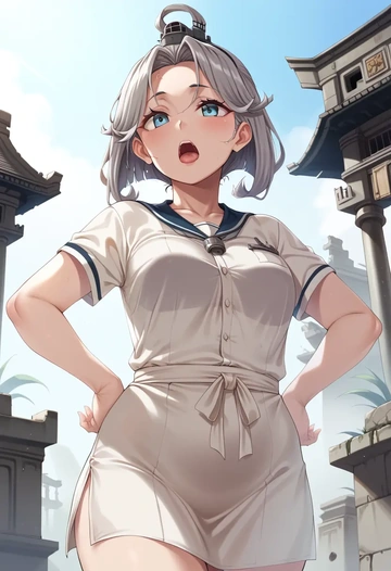 kantai_collection,verniy_(kancolle),running shirt,shorts,sneakers  - AI generated anime art