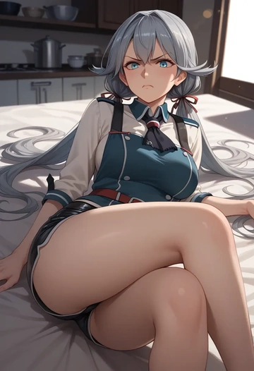 kantai_collection,verniy_(kancolle),leather,shorts  - AI generated anime art