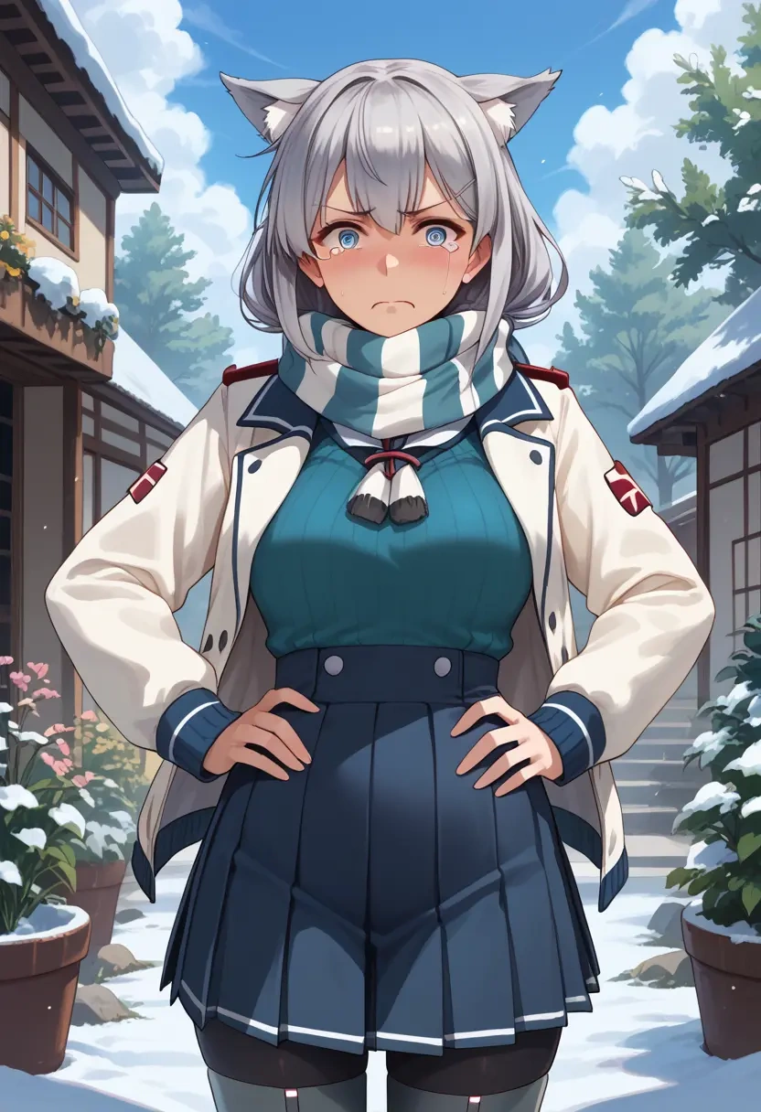 kantai_collection,verniy_(kancolle),winter,student uniform,puffer jacket  - 