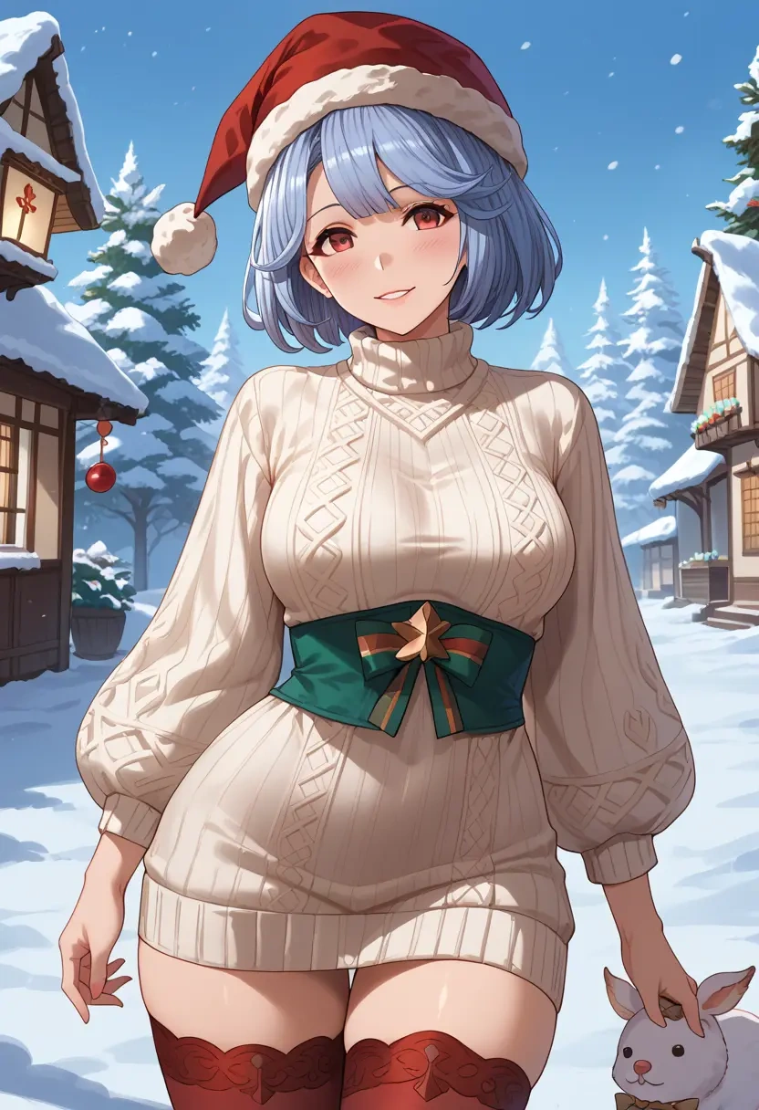 granblue_fantasy,vikala_(granblue_fantasy),Christmas,sweater dress,stockings  - 