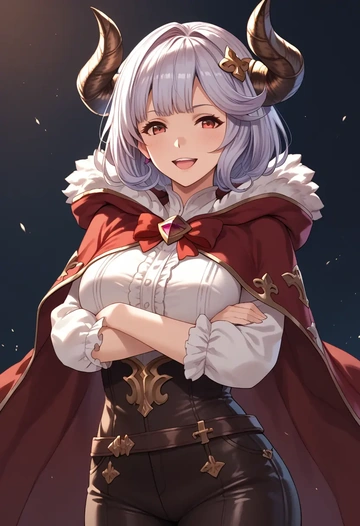 granblue_fantasy,vikala_(granblue_fantasy),cape,hooded,leather pants  - AI generated anime art