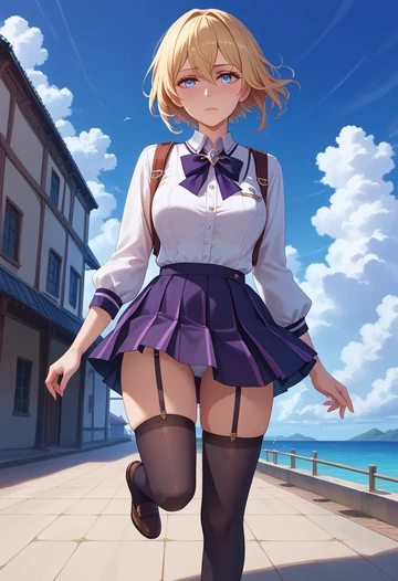 violet_evergarden_(series),violet_evergarden,jk uniform, stockings  - AI generated anime art