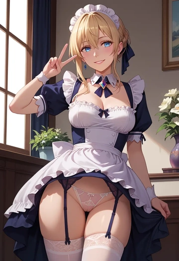 violet_evergarden_(series),violet_evergarden,maid, sexy, stockings,panties  - AI generated anime art