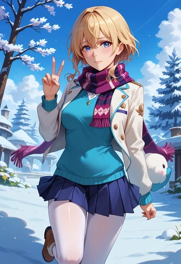 violet_evergarden_(series),violet_evergarden,winter,student uniform,puffer jacket  - AI generated anime art