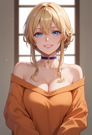 violet_evergarden_(series),violet_evergarden,orange,sweater,choker  - AI generated anime art