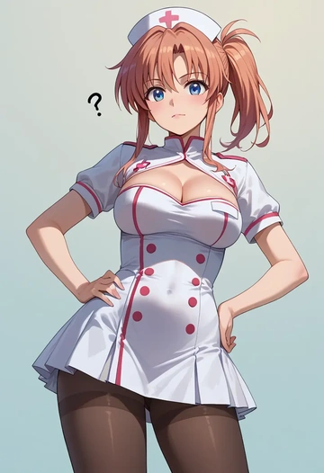 lyrical_nanoha,vita_(nanoha),nurse, pantyhose,mini skirt  - AI generated anime art