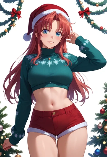 lyrical_nanoha,vita_(nanoha),Christmas,red velvet shorts  - AI generated anime art