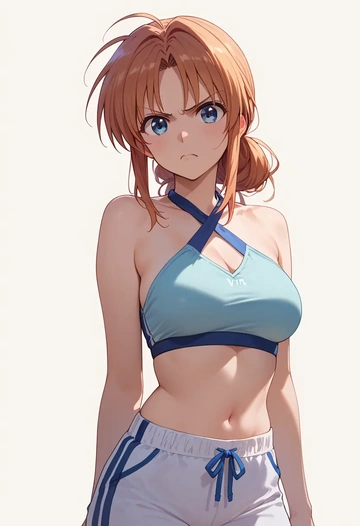 lyrical_nanoha,vita_(nanoha),halter top,track pants  - AI generated anime art