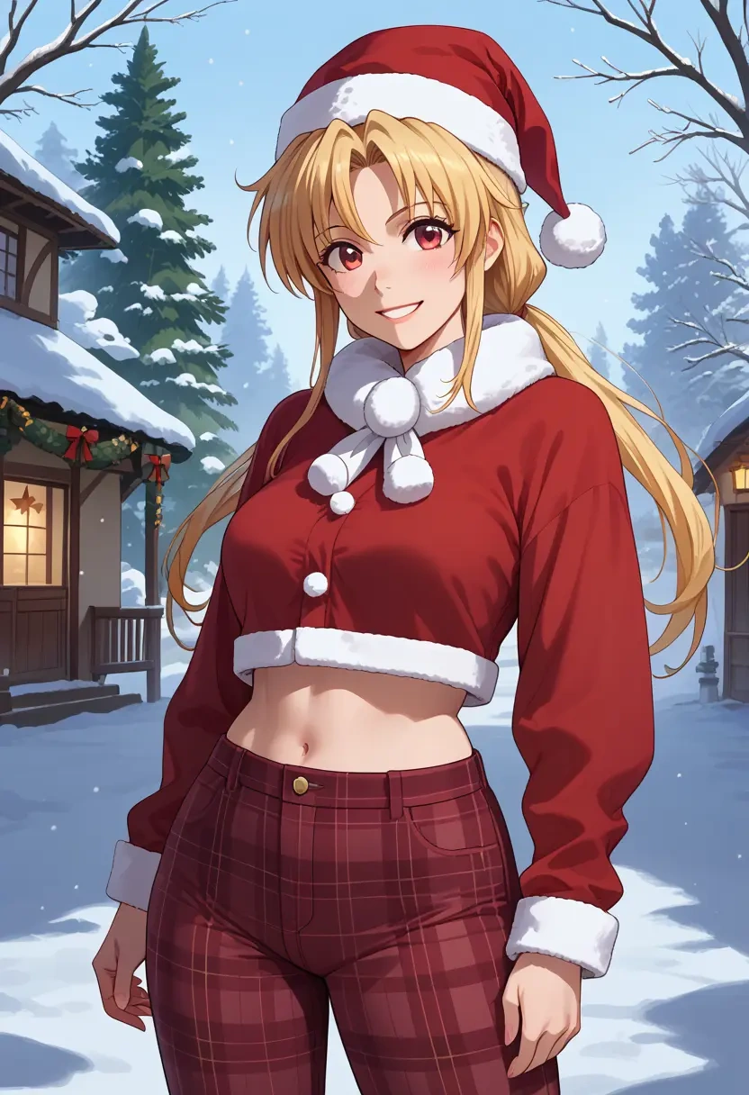 lyrical_nanoha,vivio,Christmas,plaid trousers  - 