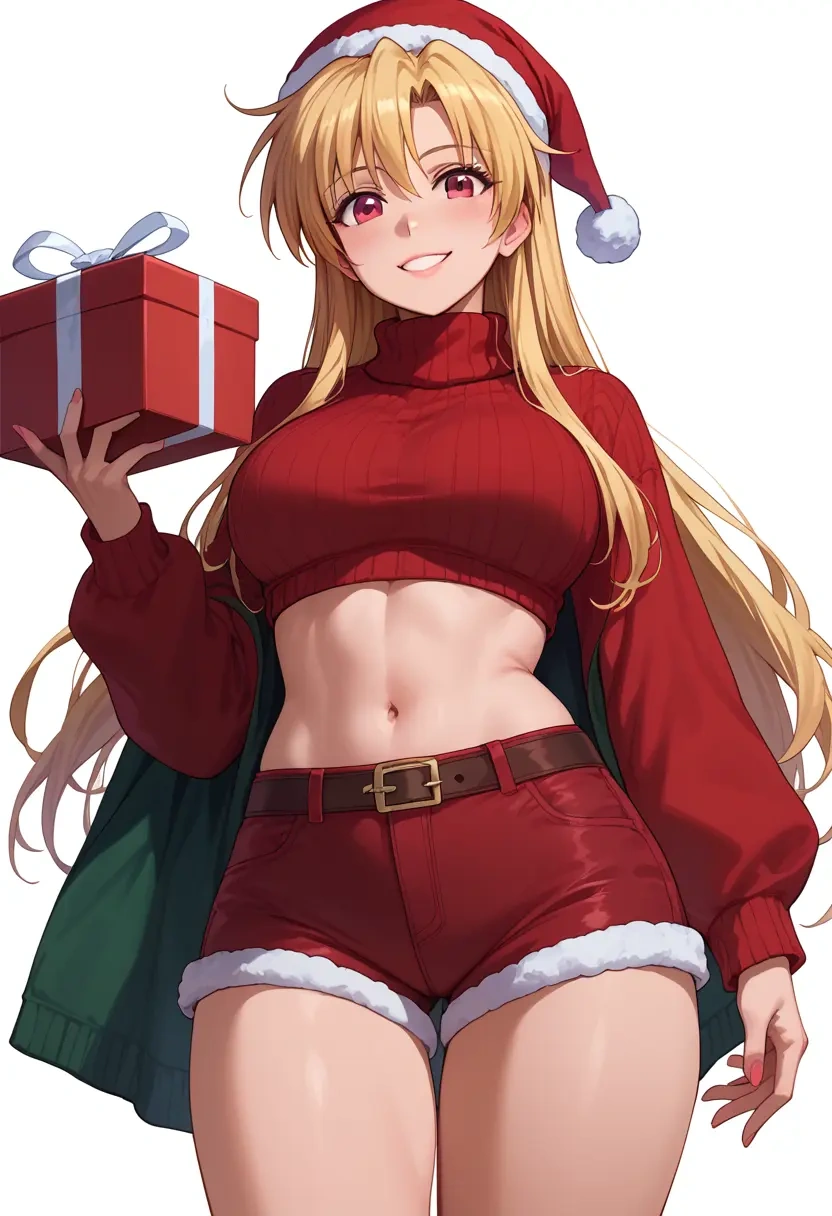 lyrical_nanoha,vivio,Christmas,red velvet shorts,turtleneck sweater  - 