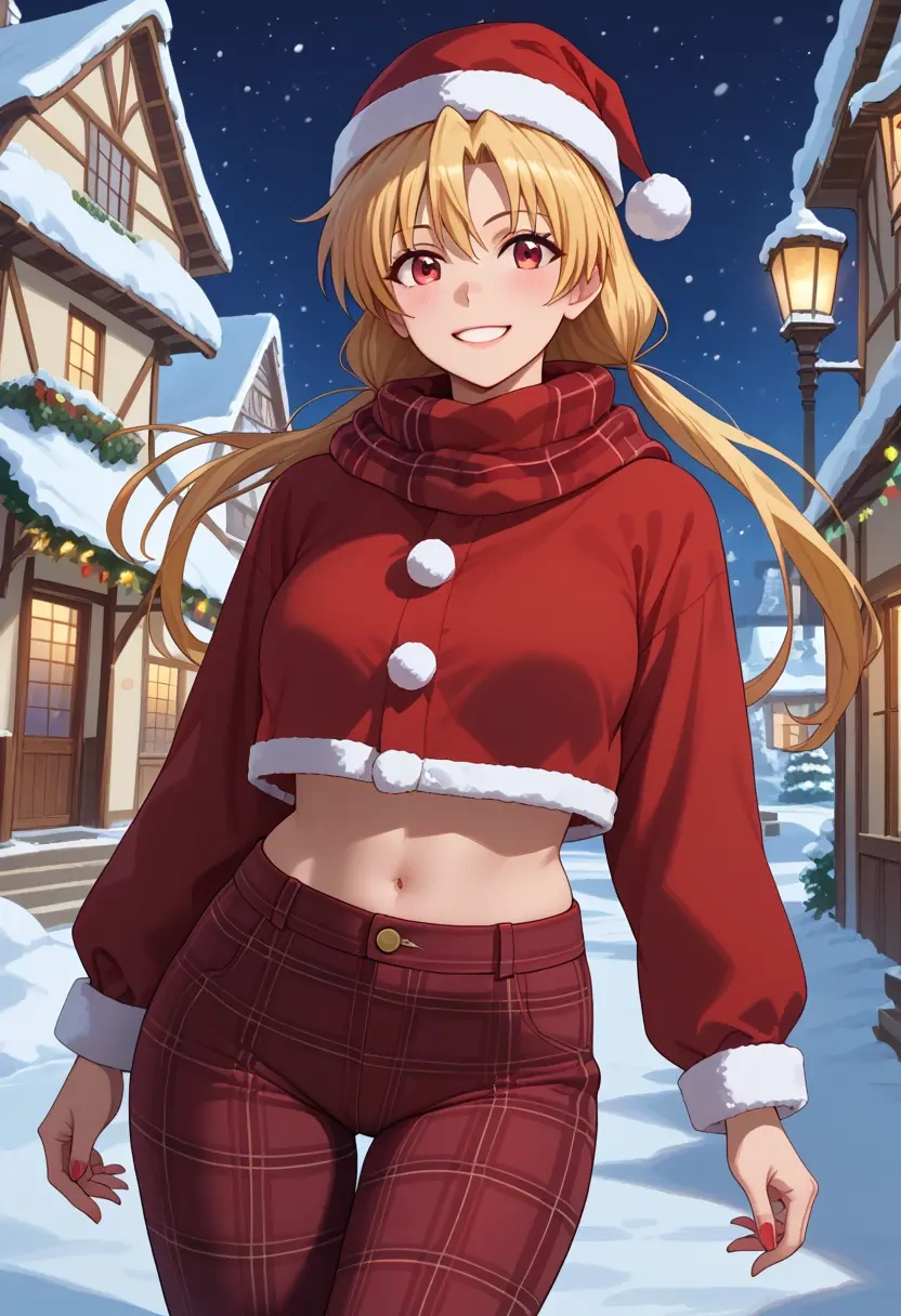 lyrical_nanoha,vivio,Christmas,plaid trousers  - 