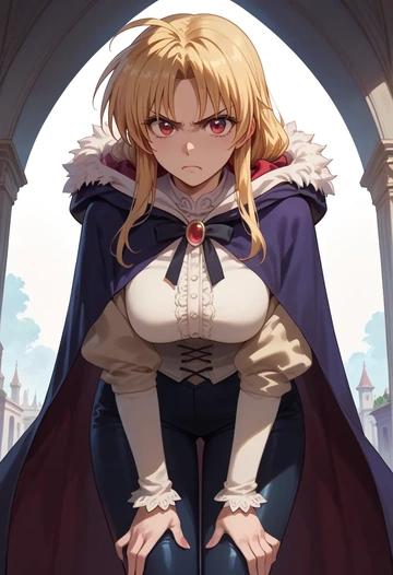 lyrical_nanoha,vivio,cape,hooded,leather pants  - AI generated anime art