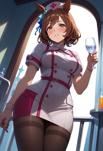 umamusume,vodka_(umamusume),nurse pantyhose,mini skirt, sexy  - AI generated anime art