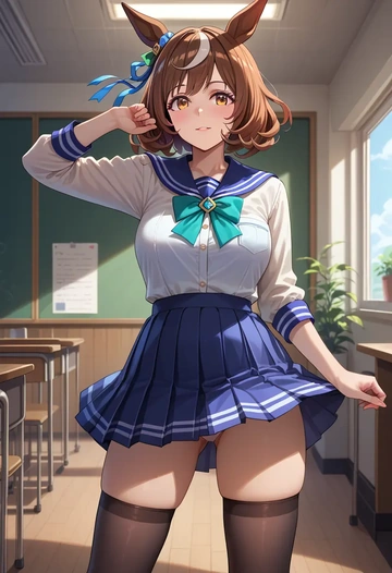 umamusume,vodka_(umamusume),jk uniform, stockings  - AI generated anime art