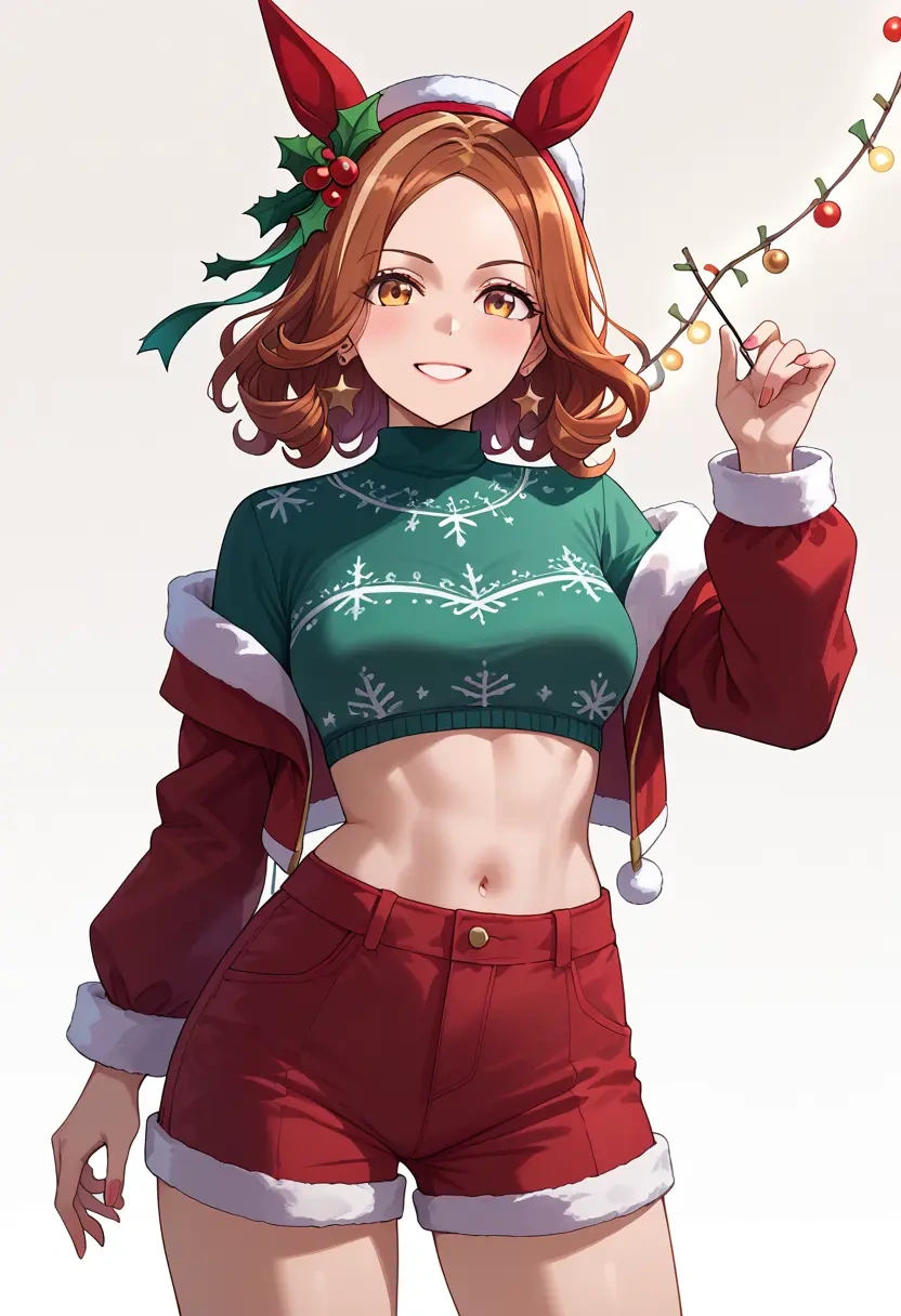 umamusume,vodka_(umamusume),Christmas,red velvet shorts  - 