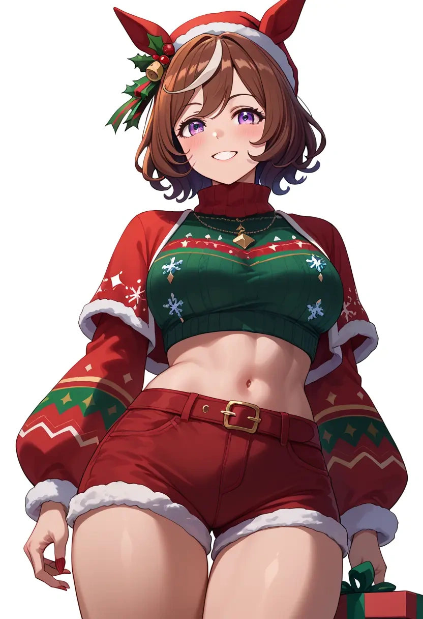 umamusume,vodka_(umamusume),Christmas,red velvet shorts,turtleneck sweater  - 