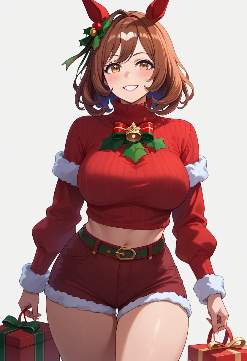 umamusume,vodka_(umamusume),Christmas,red velvet shorts,turtleneck sweater  - 