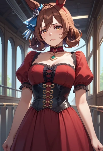 umamusume,vodka_(umamusume),vampire corset,lace blouse,velvet skirt  - AI generated anime art