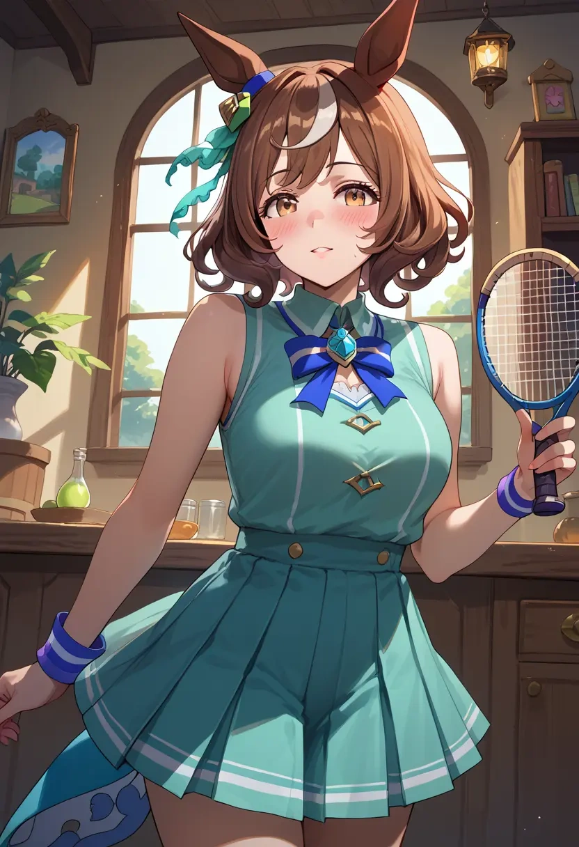 umamusume,vodka_(umamusume),tennis dress,visor,trainers  - 