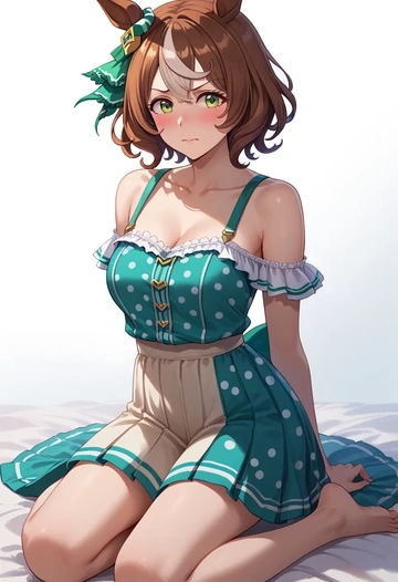 umamusume,vodka_(umamusume),silk slip dress,polka dots  - AI generated anime art