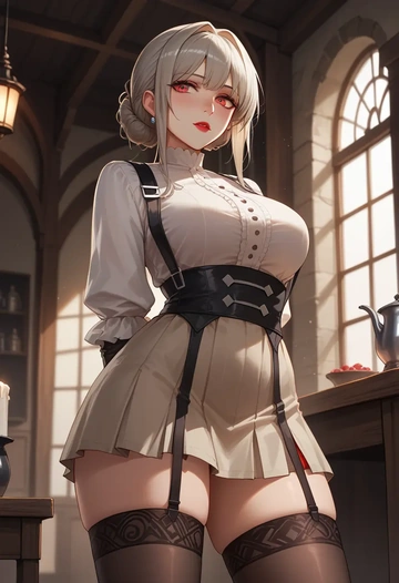 arknights,w_(arknights),secretary,stockings  - AI generated anime art