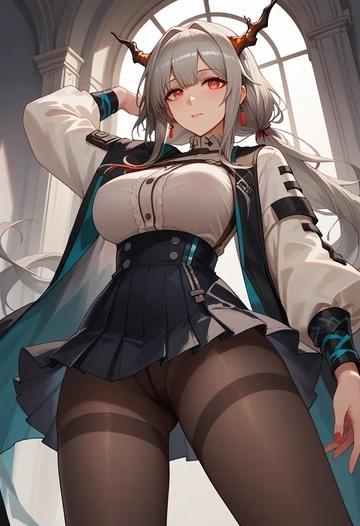 arknights,w_(arknights),shorts, pantyhose  - AI generated anime art