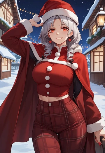 arknights,w_(arknights),Christmas,plaid trousers  - AI generated anime art