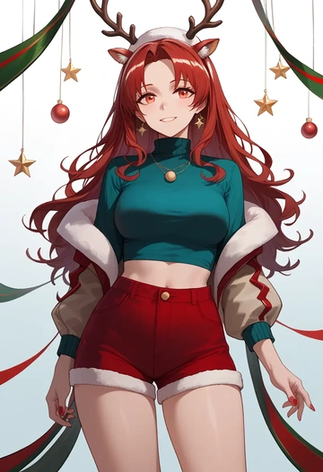 arknights,w_(arknights),Christmas,red velvet shorts  - AI generated anime art