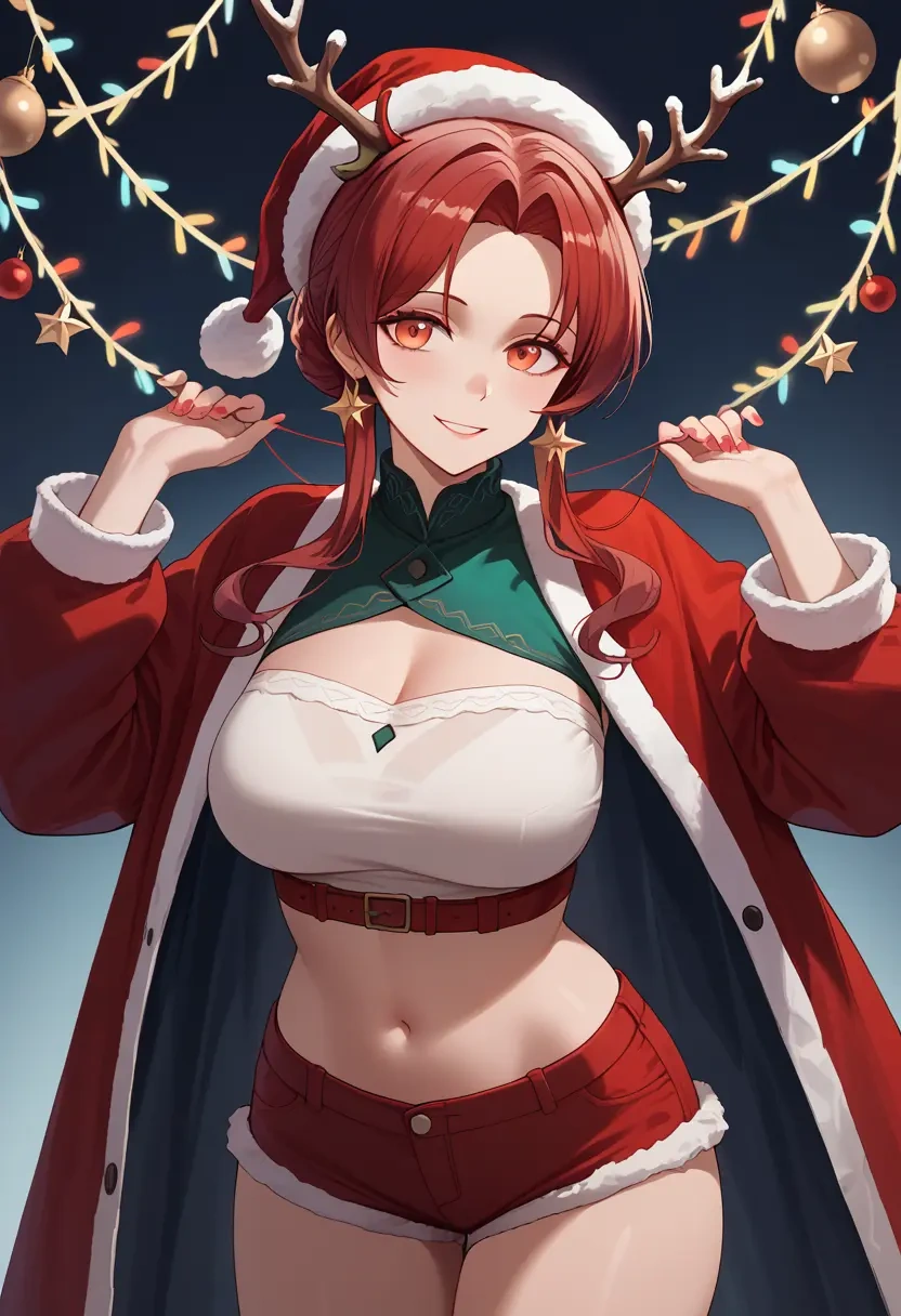 arknights,w_(arknights),Christmas,red velvet shorts  - 