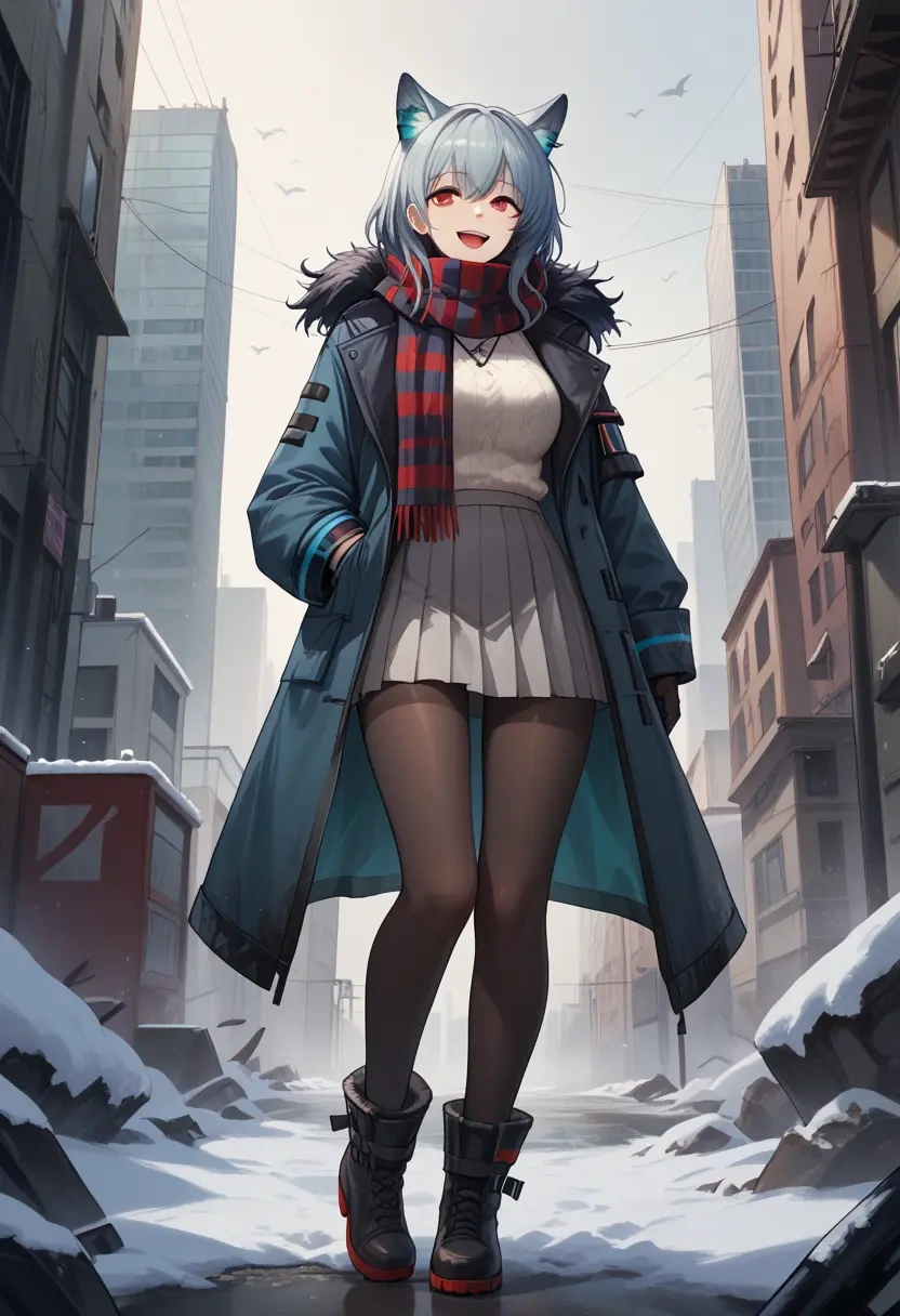 arknights,w_(arknights),winter,student uniform,puffer coat  - 