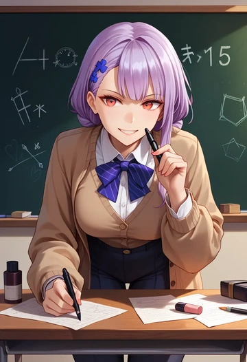 girls_frontline,wa2000_(girls_frontline),teacher, sweater  - AI generated anime art