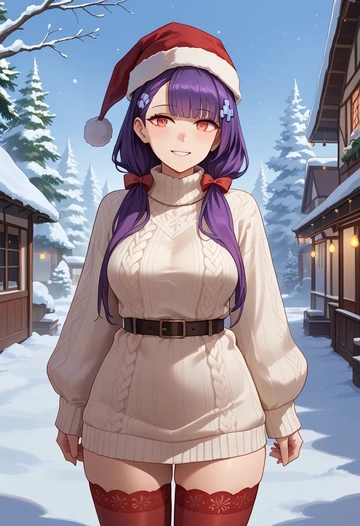 girls_frontline,wa2000_(girls_frontline),Christmas,sweater dress,stockings  - AI generated anime art