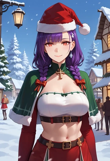 girls_frontline,wa2000_(girls_frontline),Christmas,dress  - AI generated anime art