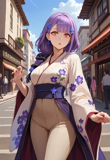 girls_frontline,wa2000_(girls_frontline),kimono,silk,wide-leg trousers  - AI generated anime art