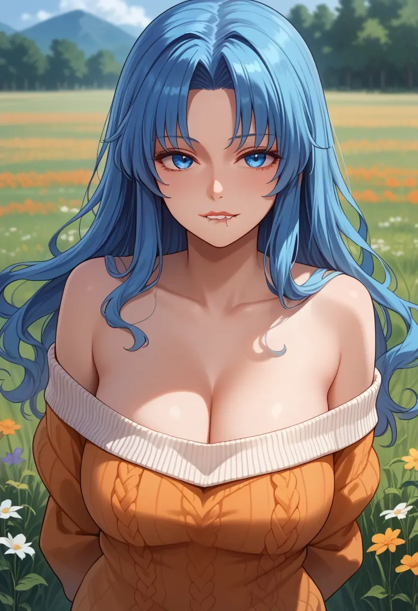 touhou,wakasagihime,orange,sweater  - 