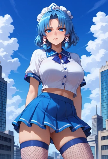 touhou,wakasagihime,mini skirt, stockings  - AI generated anime art