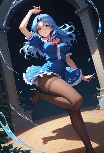 touhou,wakasagihime,shorts, pantyhose  - AI generated anime art