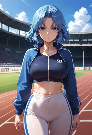 touhou,wakasagihime,athletic,track suit  - AI generated anime art