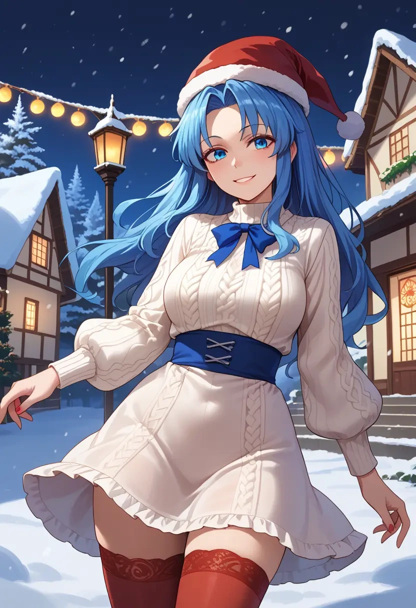 touhou,wakasagihime,Christmas,sweater dress,stockings  - 