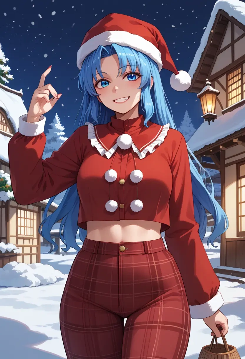 touhou,wakasagihime,Christmas,plaid trousers  - 