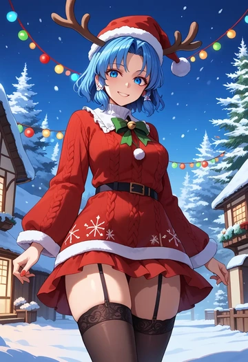 touhou,wakasagihime,sweater,stockings,Thigh garters  - AI generated anime art