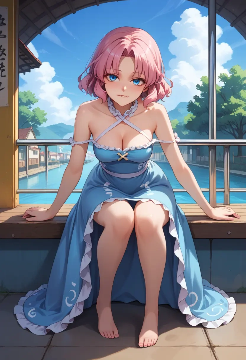 touhou,wakasagihime,silk slip dress  - 