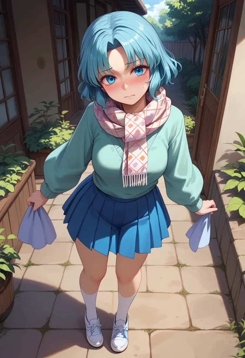 touhou,wakasagihime,spring,student uniform,knit sweater  - 