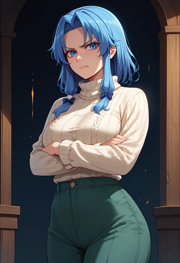 touhou,wakasagihime,sweater  - AI generated anime art