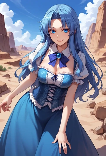 touhou,wakasagihime,corset,bustier,long tulle skirt  - AI generated anime art