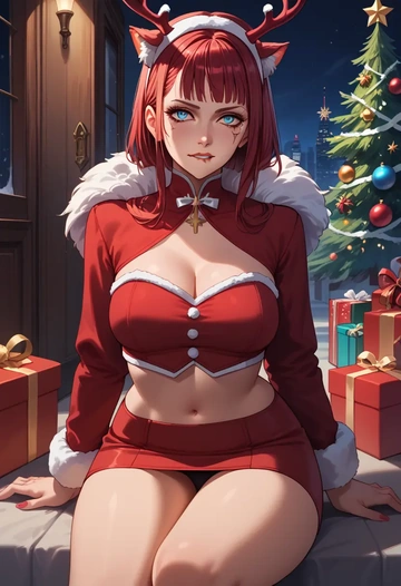 final_fantasy,warrior_of_light_(ff14),Christmas,skirt  - AI generated anime art