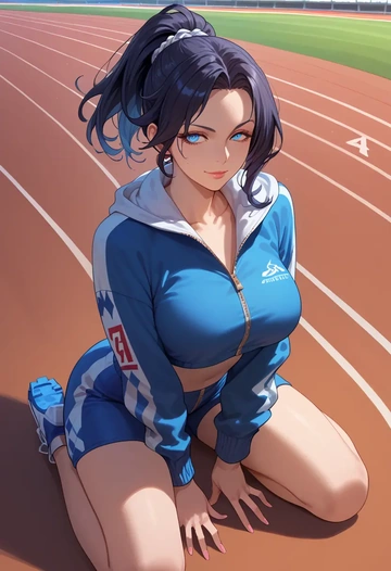 final_fantasy,warrior_of_light_(ff14),crop hoodie,shorts  - AI generated anime art