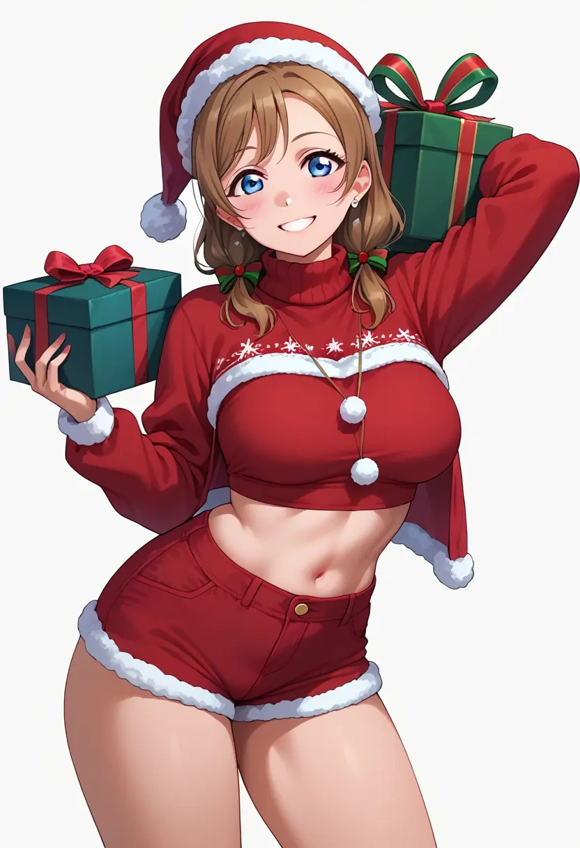 love_live,watanabe_you,Christmas,red velvet shorts,turtleneck sweater  - 